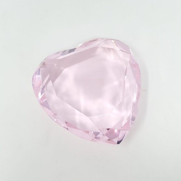 Rosenthal Pink Crystal Art Glass Heart Paperweight Signed - Picture 3 of 4